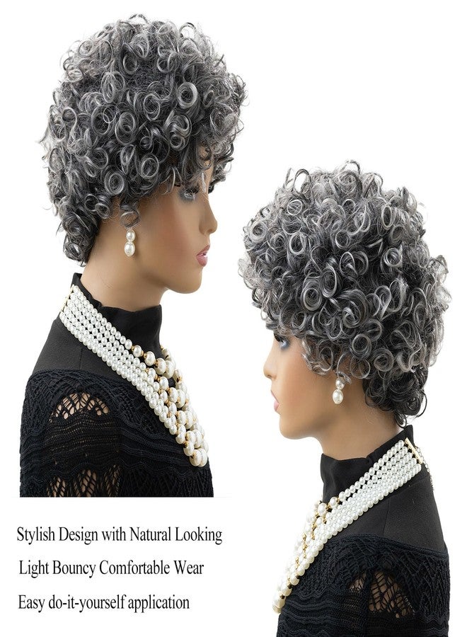 MOONSHOW Short Curly Wigs for Black Women - Synthetic Afro Wig - Pixie Cut with Bangs - Glueless - Modern Style - Image 4